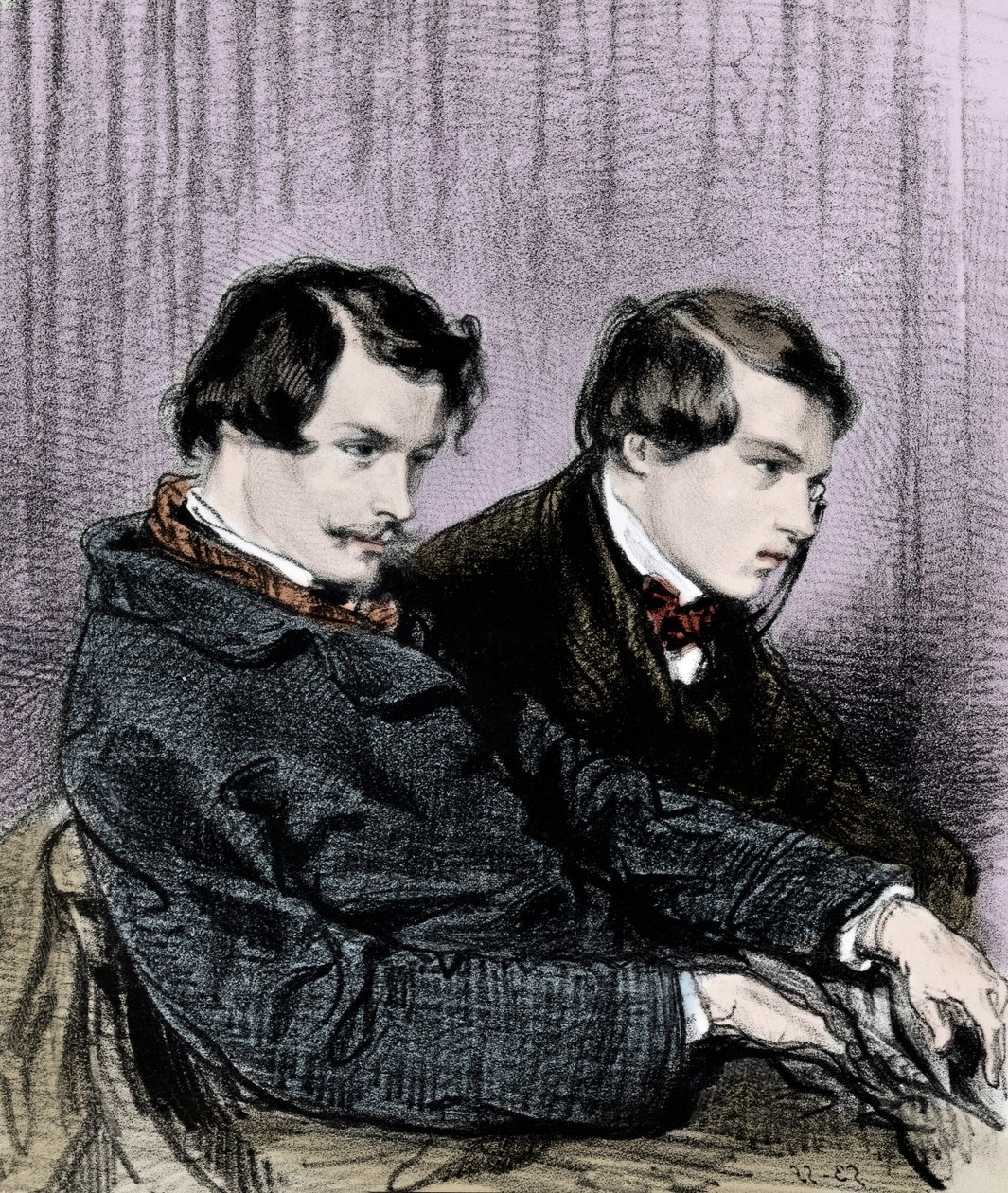 गोनकोर्ट बंधु - एडमंड डी गोनकोर्ट (1822-1886) और जूल्स डी गोनकोर्ट (1830-1870) थिएटर में एक बॉक्स में द्वारा पॉल गवरानी
