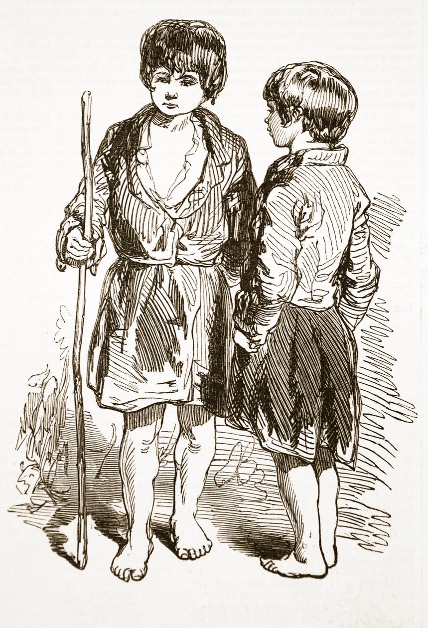 1849 के &39;द इलस्ट्रेटेड लंदन न्यूज&39; से इओना के झुंड के लड़के द्वारा पॉल गवरानी