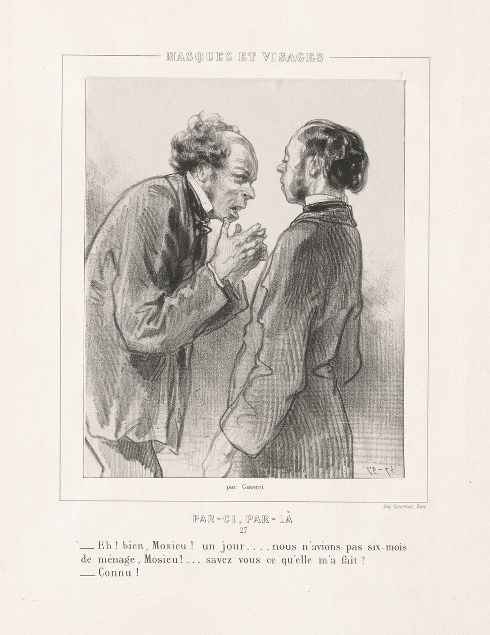 मास्क और चेहरे: यहाँ, Par-la, 1850s। द्वारा पॉल गवरानी