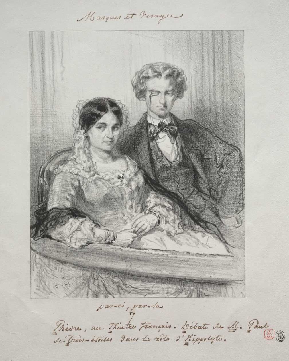 मास्क और चेहरे: Paric, द्वारा: Phédre at Théttre-Francais ..., 1857-1858। द्वारा पॉल गवरानी