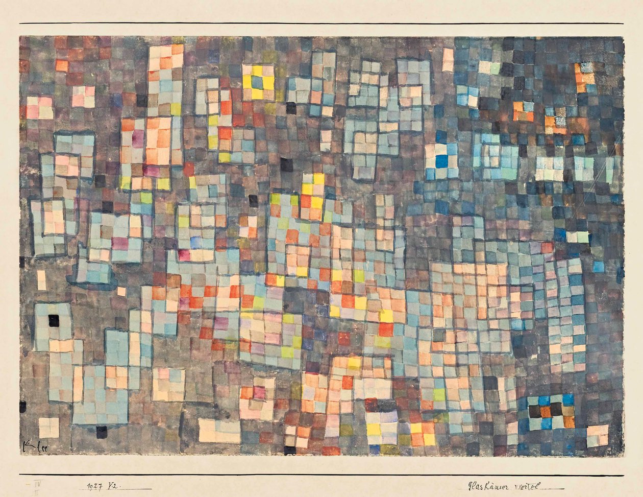 ग्लासहाउस क्वार्टर, 1927। द्वारा पॉल क्ले
