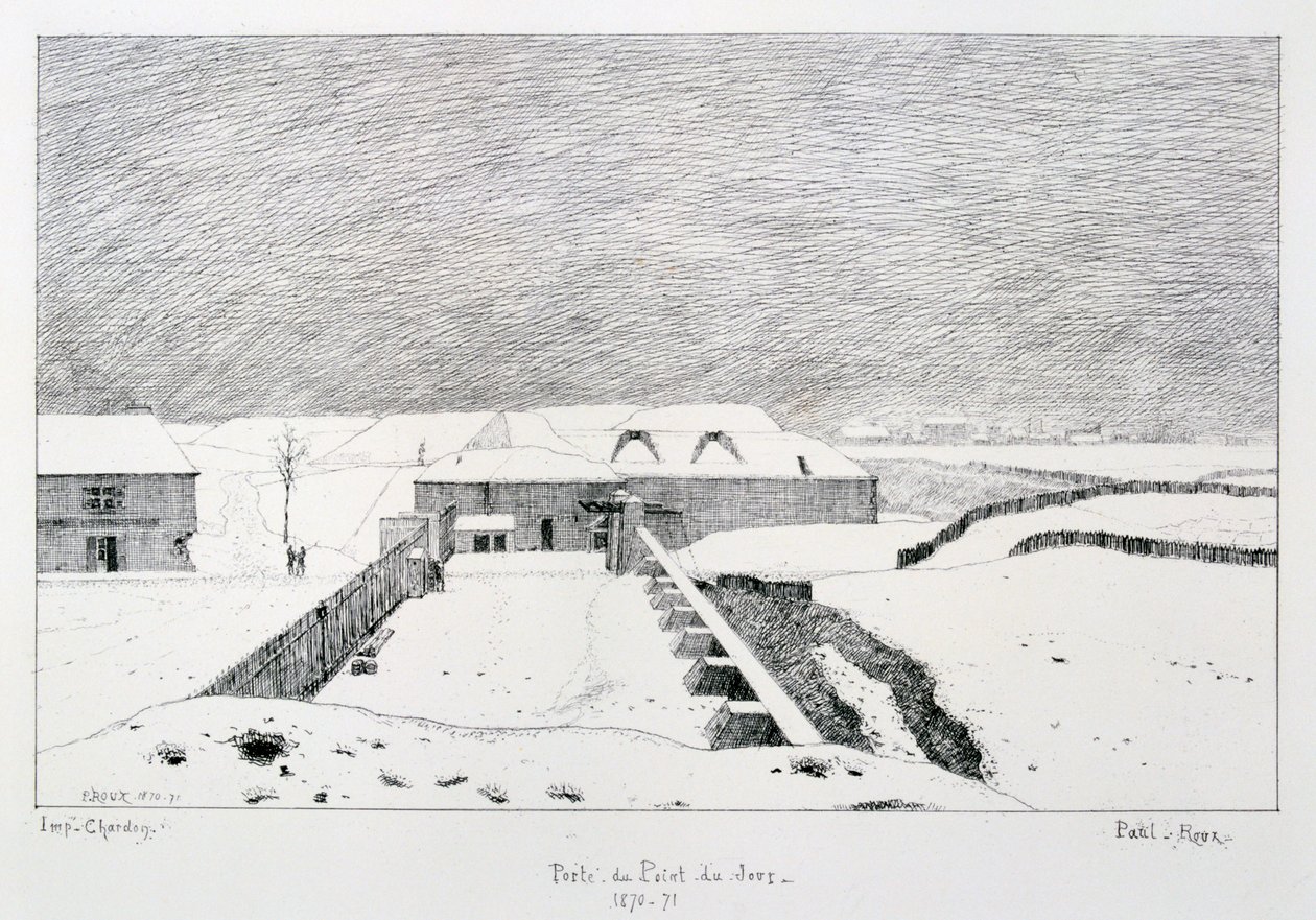 पोर्टे डू पॉइंट डु जर्स, घेराबंदी पेरिस, 1870-1871। द्वारा पॉल रॉक्स