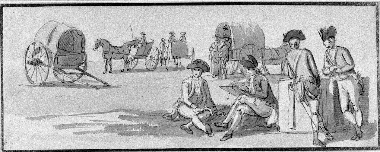 हाइड पार्क में 1780 में आराम करते इन्फैंट्री अधिकारी द्वारा पॉल सैंडबी
