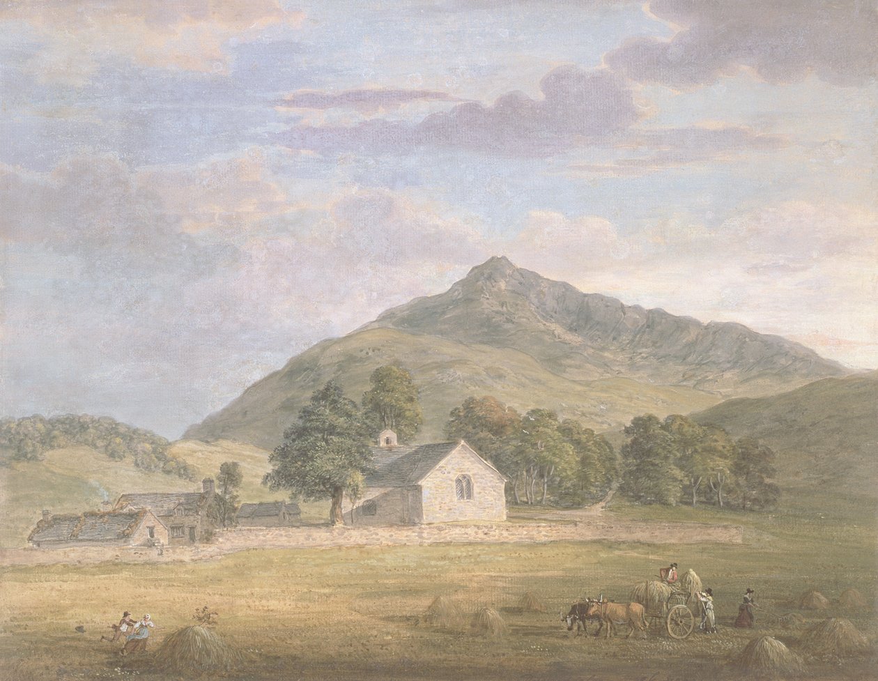 PD.2-1967 मोल सिआबोड, नॉर्थ वेल्स के नीचे Dolwyddelan में Haymaking, c.1776-86 (कागज पर पेंसिल पर wc und gouache) द्वारा पॉल सैंडबी