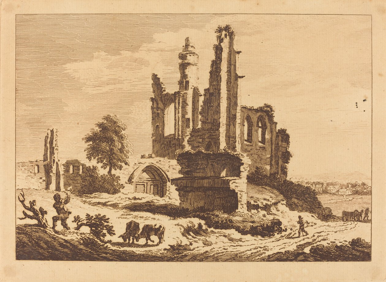 मवेशियों और लकड़ी काटने वाले एक आदमी के साथ बर्बाद अभय द्वारा पॉल सैंडबी