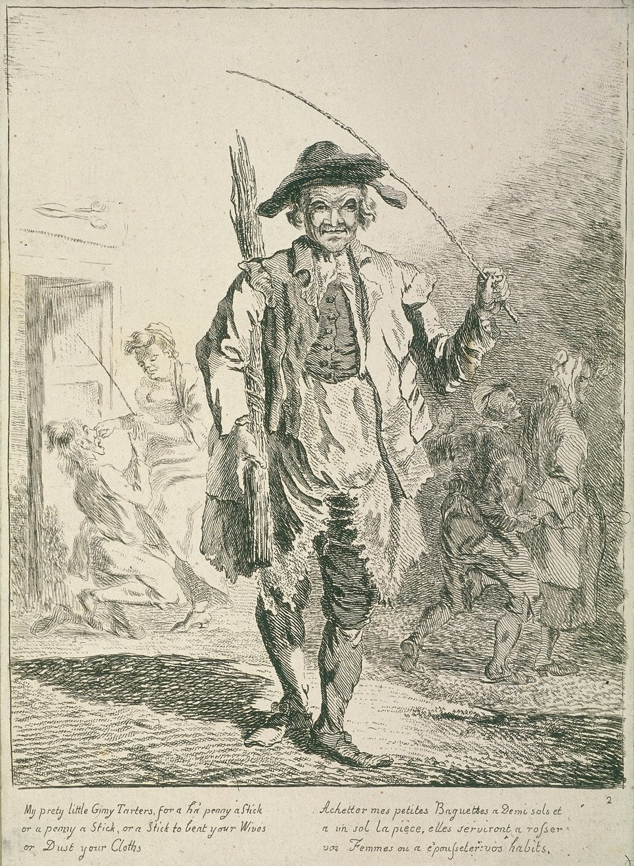 छड़ी विक्रेता, क्राइज़ ऑफ़ लंदन, 1760 द्वारा पॉल सैंडबी