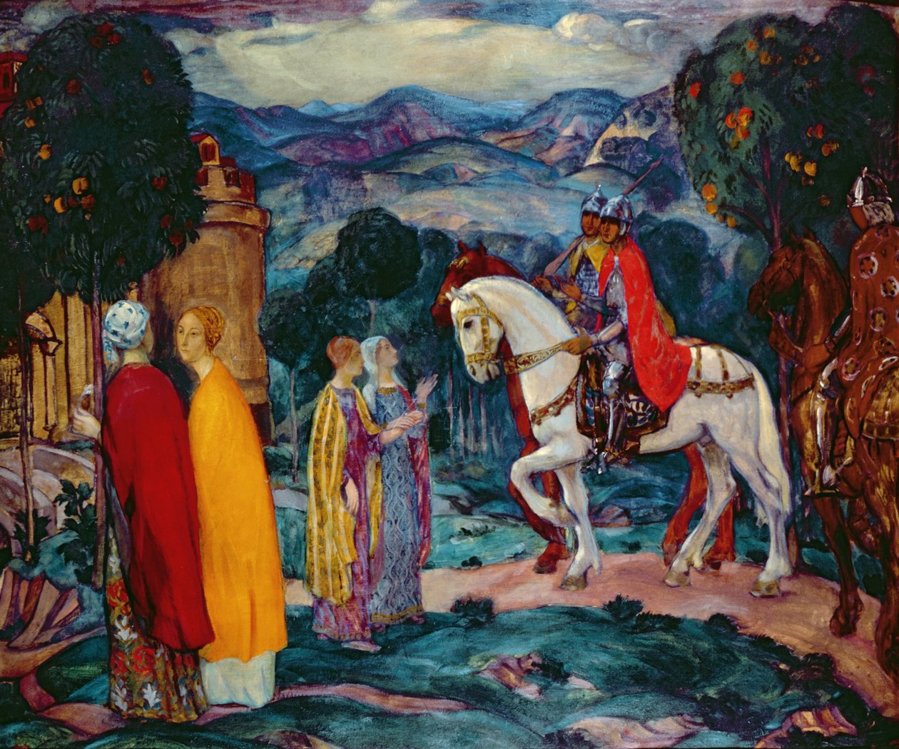 बैठक, 1913 (कार्डबोर्ड पर तेल) द्वारा पावेल सेमेनोविच नाओमोव