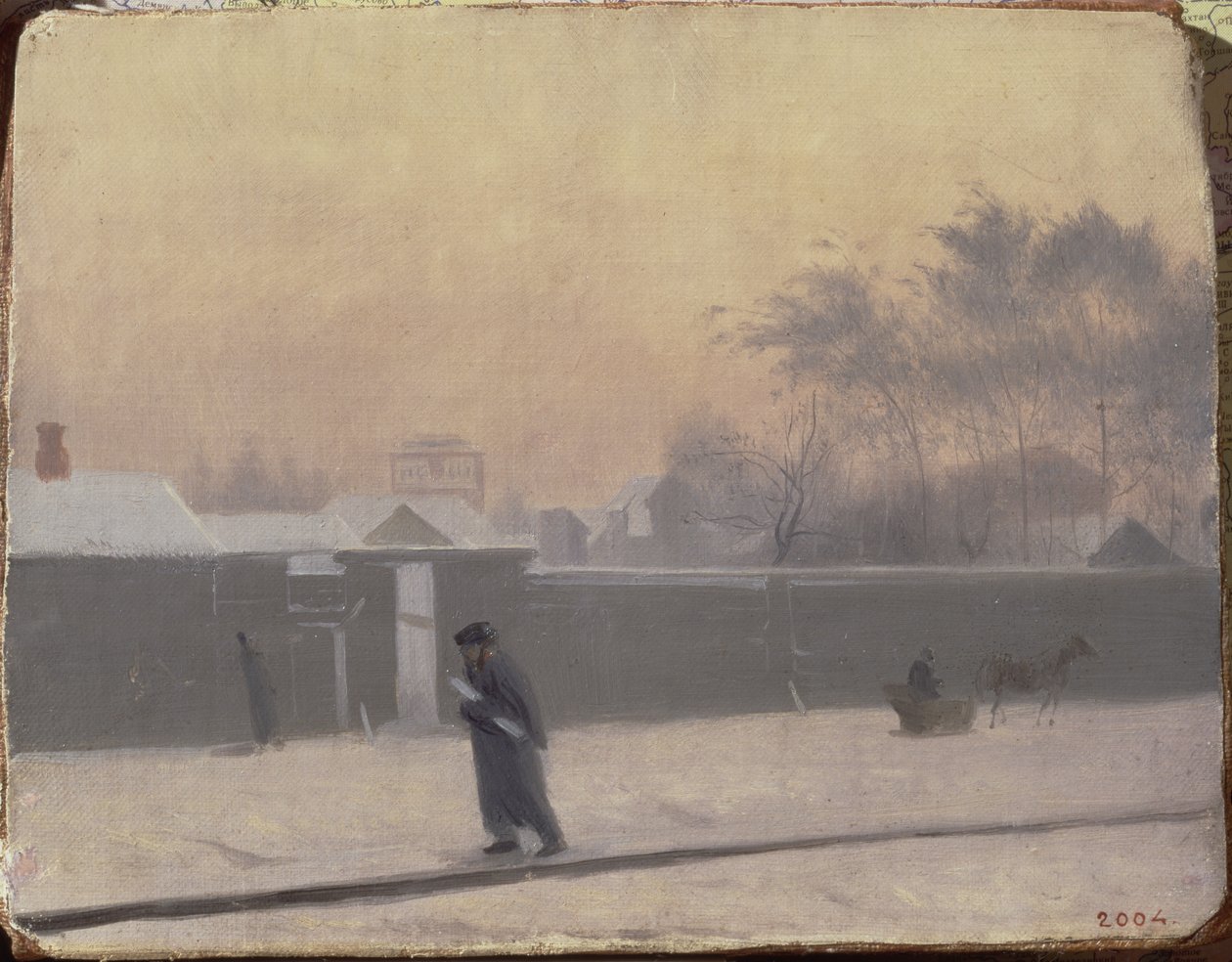 वासिलिव्स्की द्वीप, सेंट पीटर्सबर्ग पर विंट्री स्ट्रीट, c.1851 द्वारा पावेल एंड्रीविच फेडोटोव