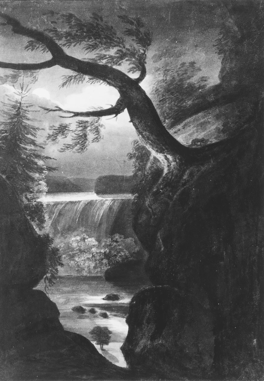 नियाग्रा फॉल्स-कनाडाई साइड बाय मूनलाइट, 1811-सीए। 1813. द्वारा पावेल पेट्रोविक स्विनिन