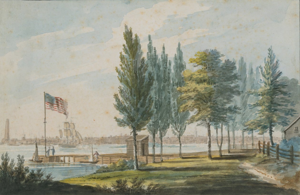 डेलावेयर नदी के उस पार से फिलाडेल्फिया, 1811-सीए। 1813. द्वारा पावेल पेट्रोविक स्विनिन