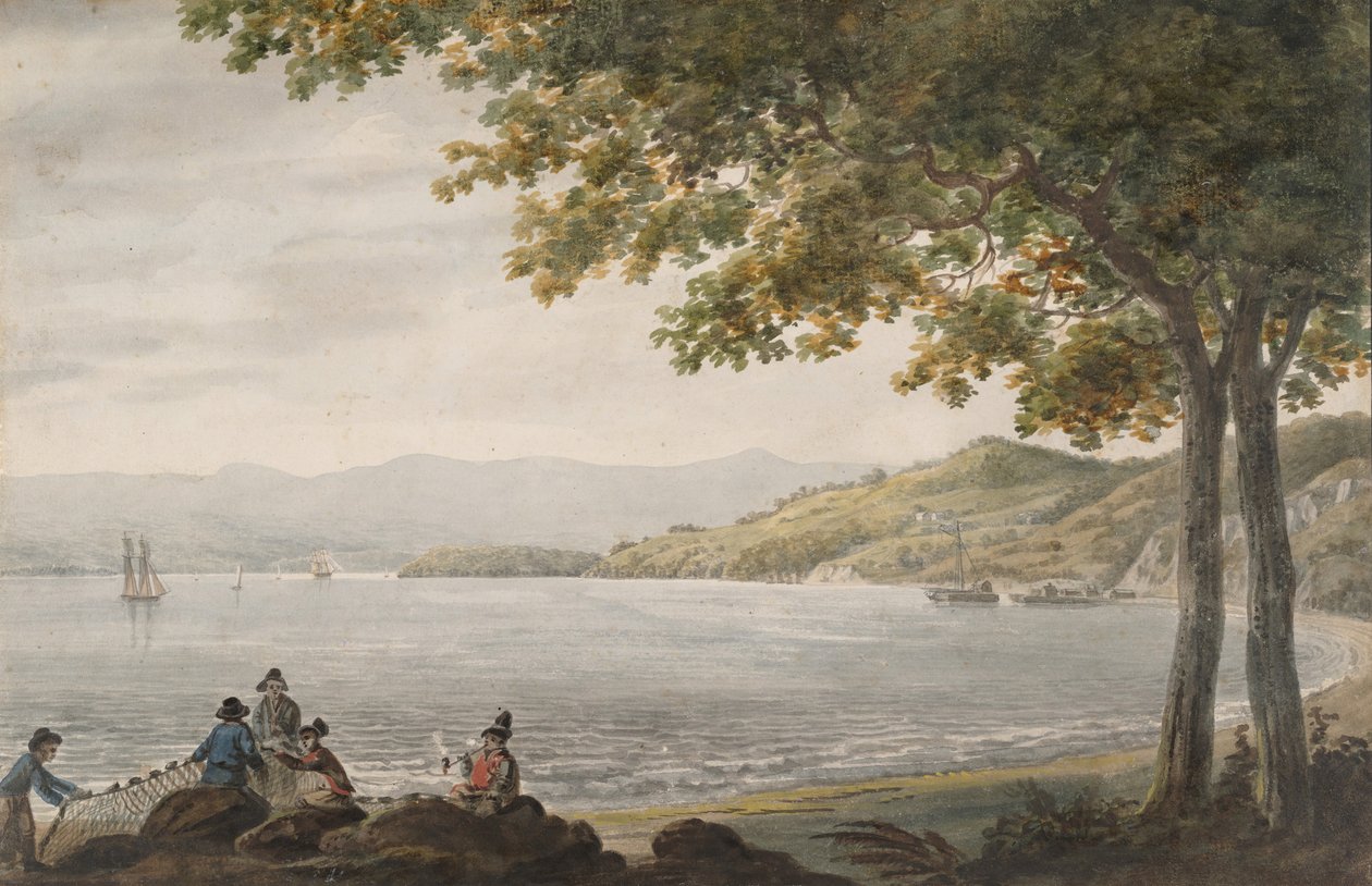 हडसन नदी के तट पर शाद मछुआरे, 1811-सीए। 1813. द्वारा पावेल पेट्रोविक स्विनिन