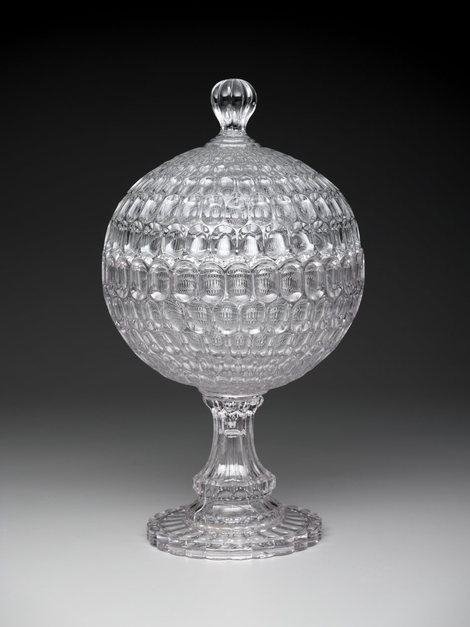 "आर्गस" कवर्ड कॉम्पोट, c.1855-75 (दबाया हुआ ग्लास) द्वारा नाशपाती और कं पिट्सबर्ग बकेवेल