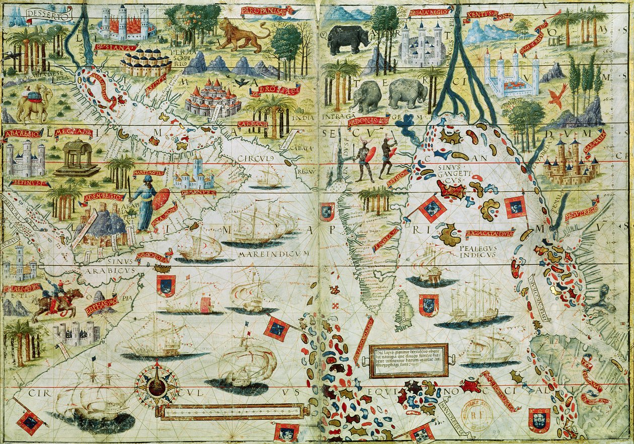 अरब और भारत, &39;मिलर एटलस&39; से, c.1519 द्वारा पेड्रो रीनल