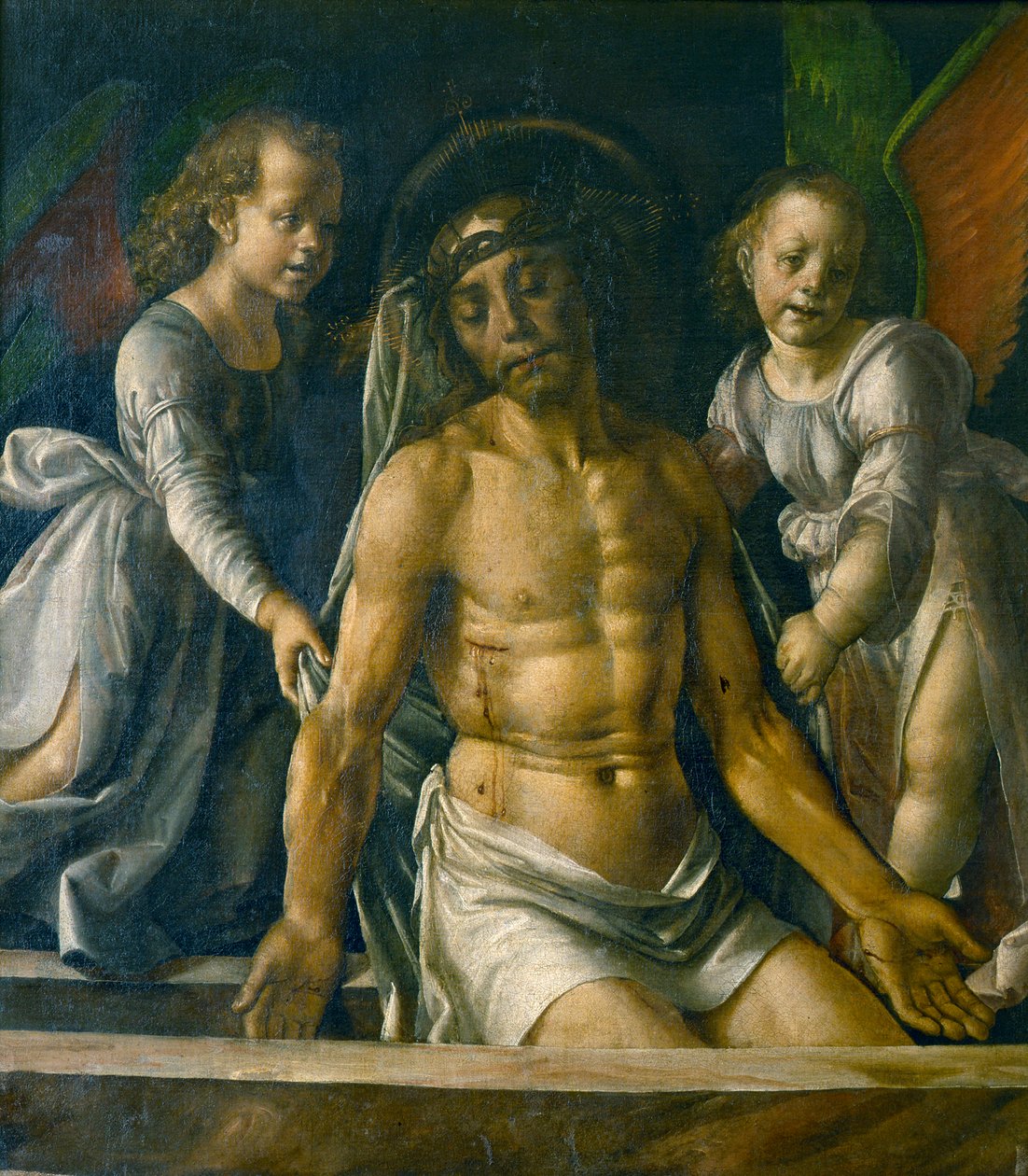 Pietà दो स्वर्गदूतों के साथ, 1480। द्वारा पेड्रो बेरुगुएते