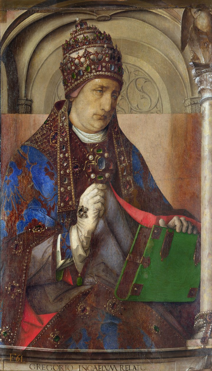सेंट ग्रेगरी I का पोर्ट्रेट, c.1473-1475 (लकड़ी पर तेल) द्वारा पेड्रो बेरुगुएते