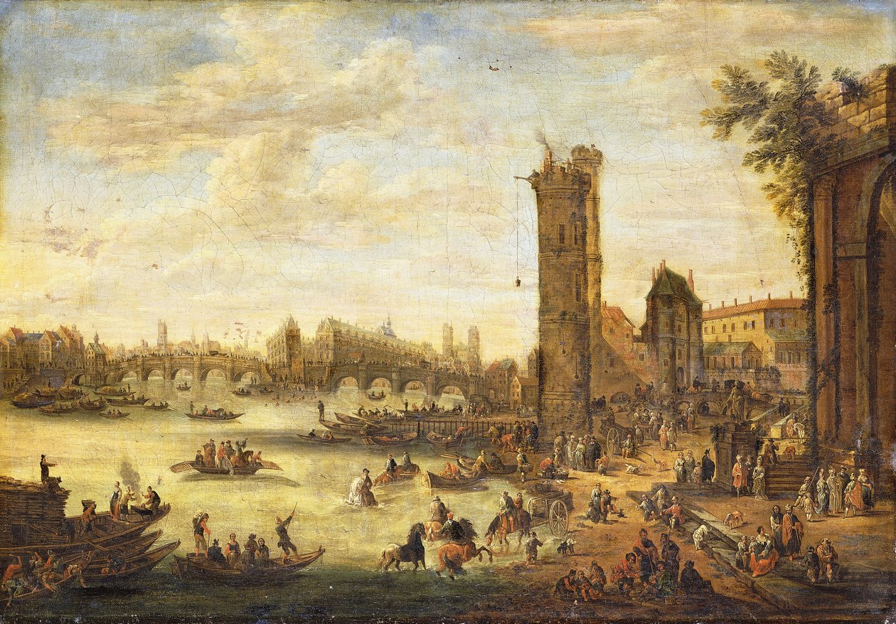 पेरिस का एक दृश्य Ile de la Cite और Pont Neuf, 1671-77 की ओर देख रहा है द्वारा पेटर या पीटर बाउट