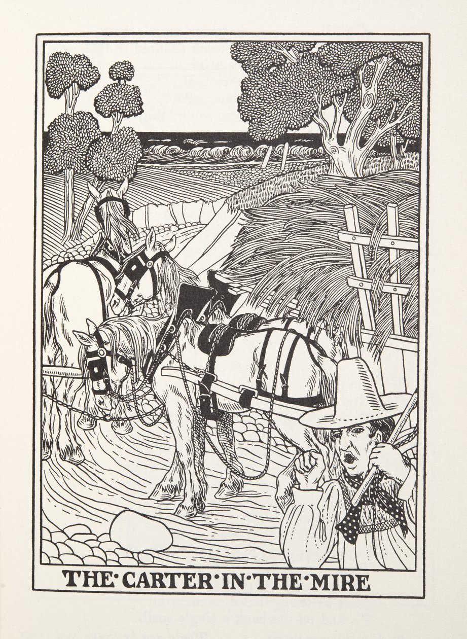 द कार्टर इन द मियर, फॉनटेन फेबल्स, पब से। 1905 (उत्कीर्णन) द्वारा पर्सी जे बिलिंग्सहर्स्ट