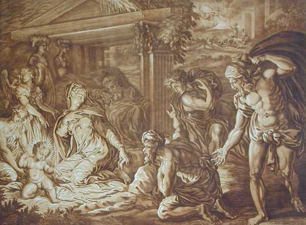 एलिशह किर्कहॉल (1682-1742) 1724 (रंग बिरादरी) द्वारा उकेरे गए चरवाहों के आगमन द्वारा पेरिनो डेल वैगा