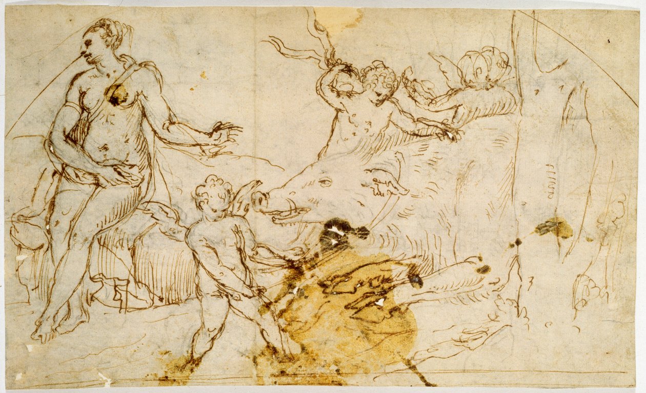 वीनस, पुट्टी और एक जंगली सूअर, c.1520-1540 द्वारा पेरिनो डेल वैगा
