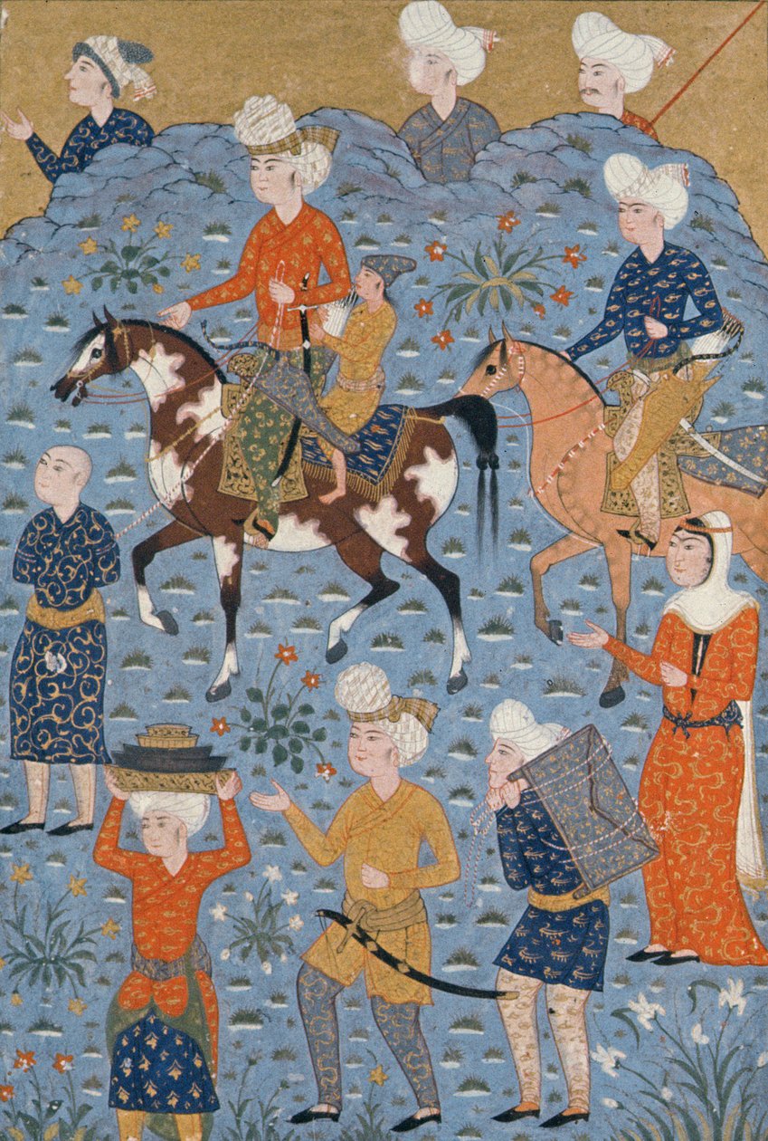 छापे से वापस, शिराज, c.1600 द्वारा फारसी स्कूल