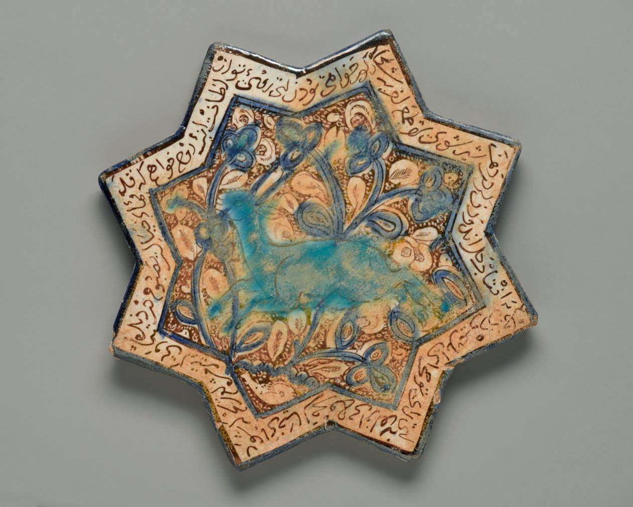 टाइल, आठ-नुकीला तारा, c13th-c14th (फ्रिटवेयर) द्वारा फारसी स्कूल