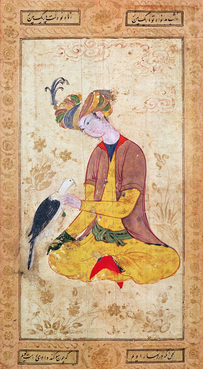 एक हंटर अपने बाज़ को मारता हुआ द्वारा फारसी स्कूल