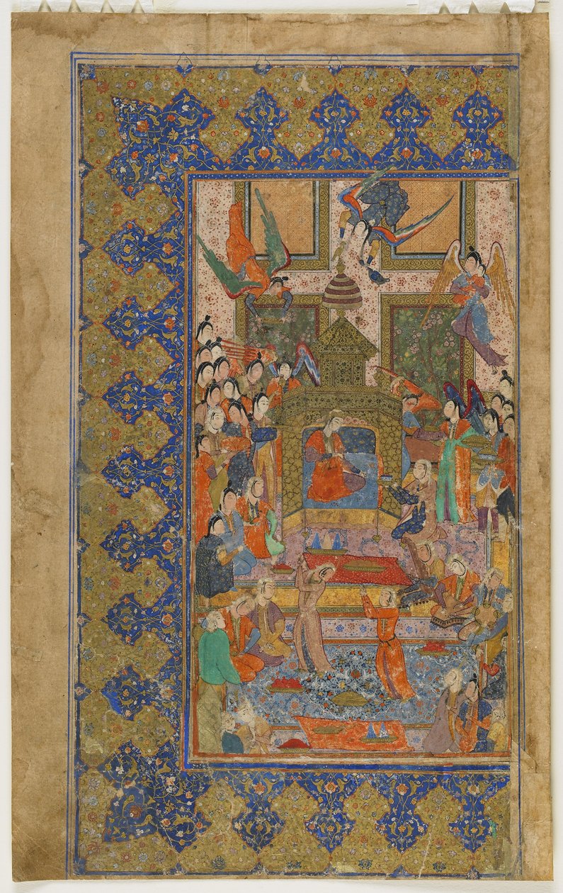 बिलकिस एक खमसा (पंचक), c.1560 (अपारदर्शी जल रंग, कागज पर स्याही और सोने से) द्वारा फारसी स्कूल