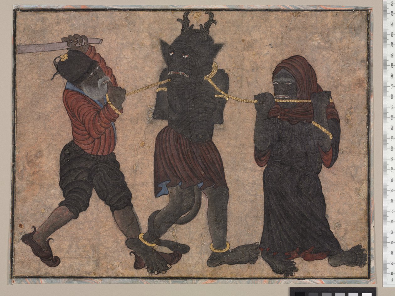जंजीरों में दानव, c.1453 द्वारा फारसी स्कूल