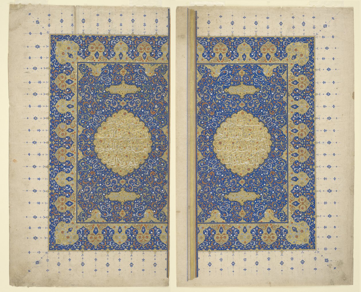 एक कुर "से डबल-पेज फ्रंटस्पाईज" a, c.1550 द्वारा फारसी स्कूल