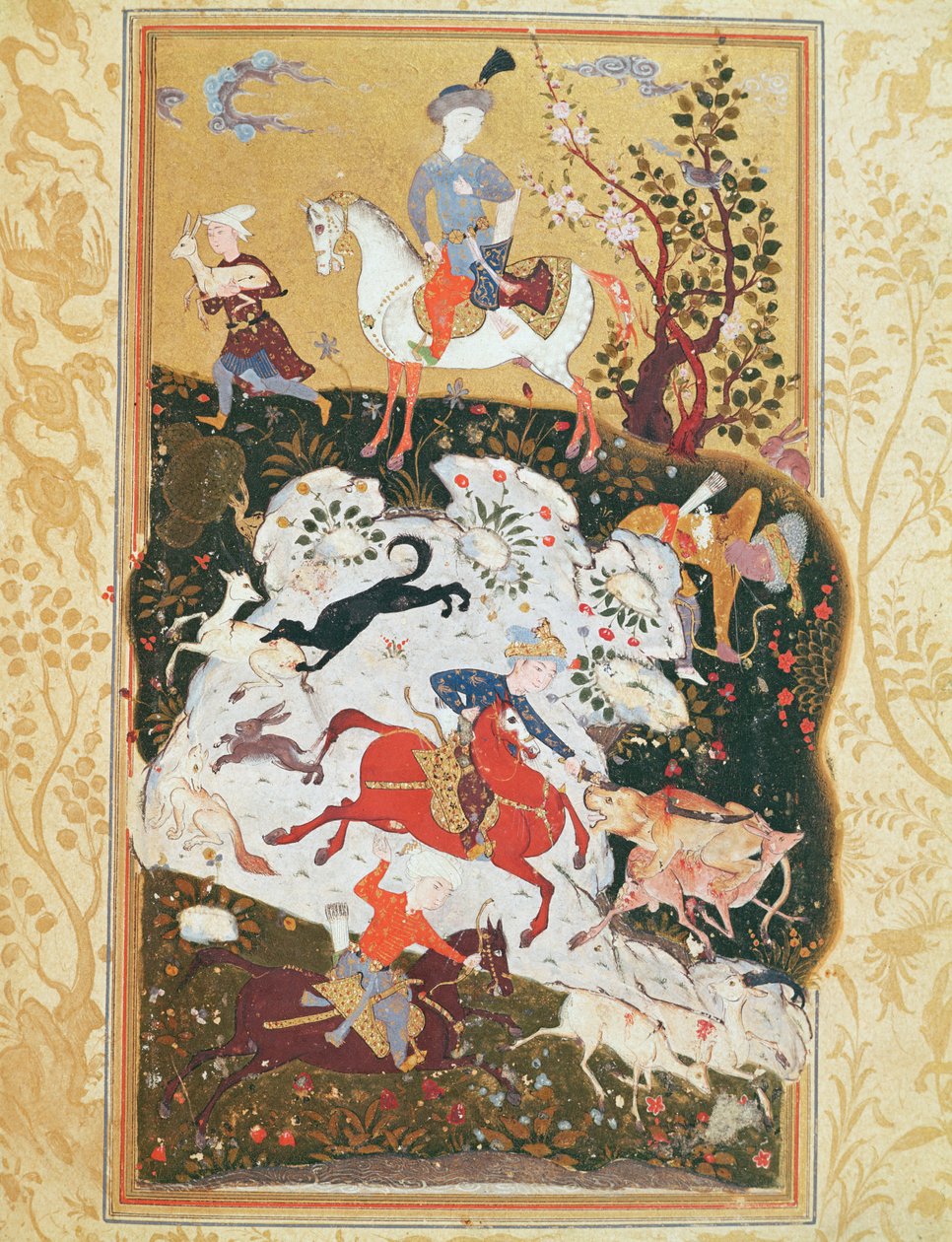 &39;द बुक ऑफ लव&39; से शिकार दृश्य, सफविद वंश द्वारा फारसी स्कूल