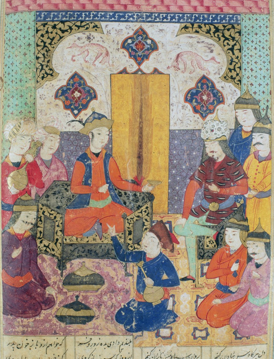 अबुल-कासिम मनूर फ़िरदावी द्वारा शाहनामा (किंग्स बुक) से चित्रण (c.934-c.1020) 1619 द्वारा फारसी स्कूल