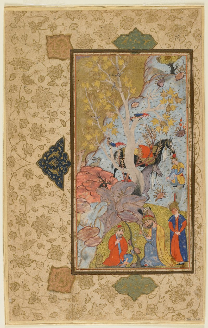 इस्कंदर एक हरमीत, शिराज, ईरान, c.1580-1600 (अपारदर्शी जल रंग, स्याही और कागज पर सोना) का दौरा द्वारा फारसी स्कूल