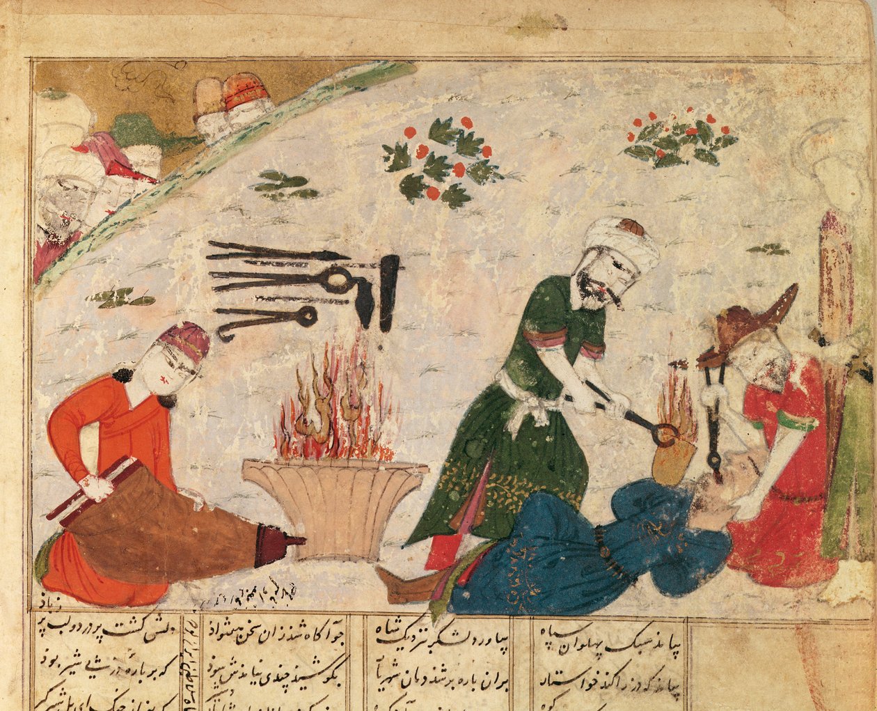 सुश्री सईद 493 fol.363v हफ़्तावाड गार्ड में से एक का अत्याचार, शाहनामा (किंग्स की पुस्तक) से अबुल-कासिम मनूर फ़िरदावी द्वारा (c.934-c.1020) द्वारा फारसी स्कूल