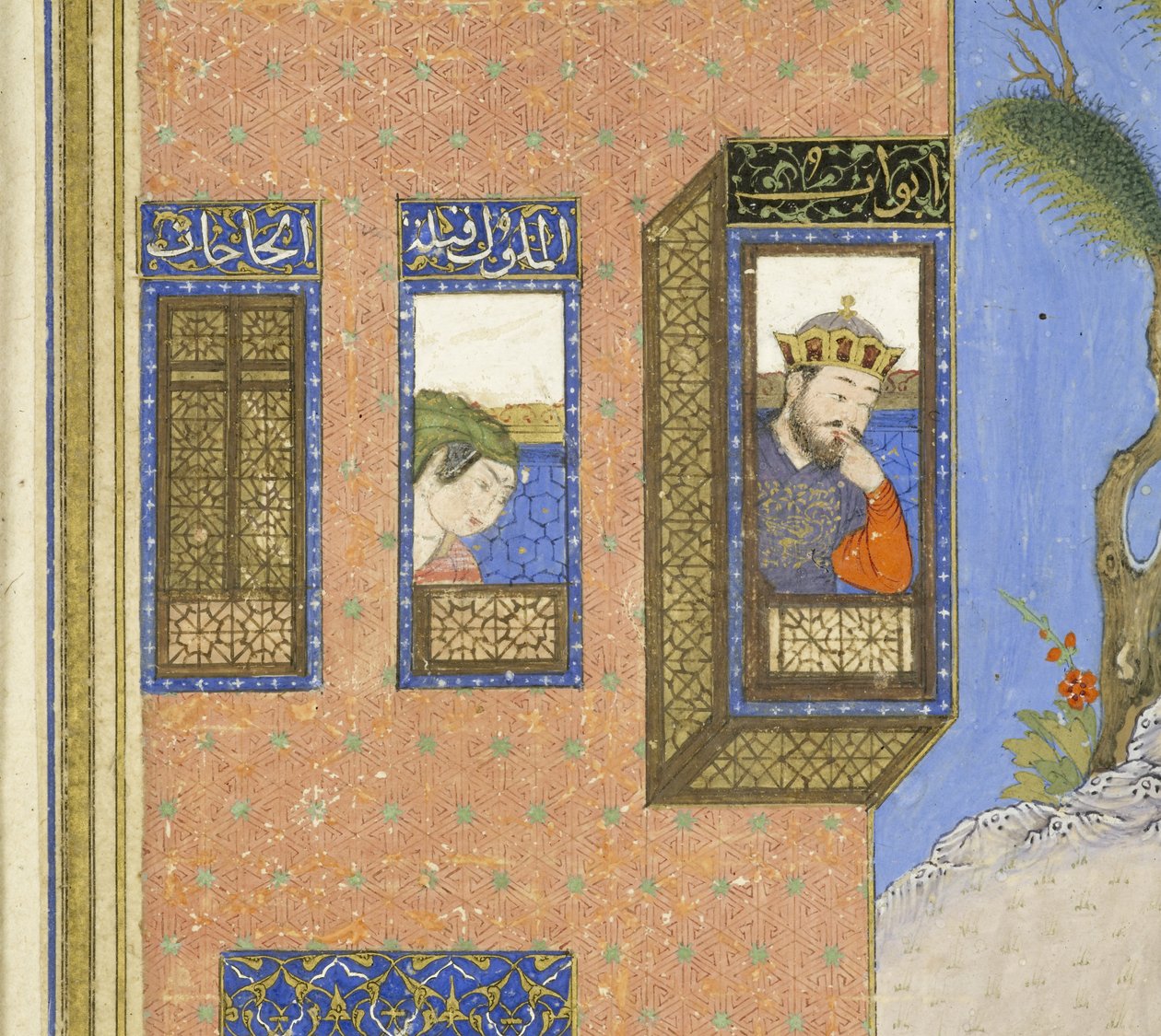 फारसी 239 fol.76a विस्तार से: सिया की अग्नि परीक्षा; वुश, शाहनामा (राजाओं की पुस्तक), अबुल-कासिम मंसूर फ़िरदावी द्वारा चित्रण (c.934-c.1020), 1455 द्वारा फारसी स्कूल