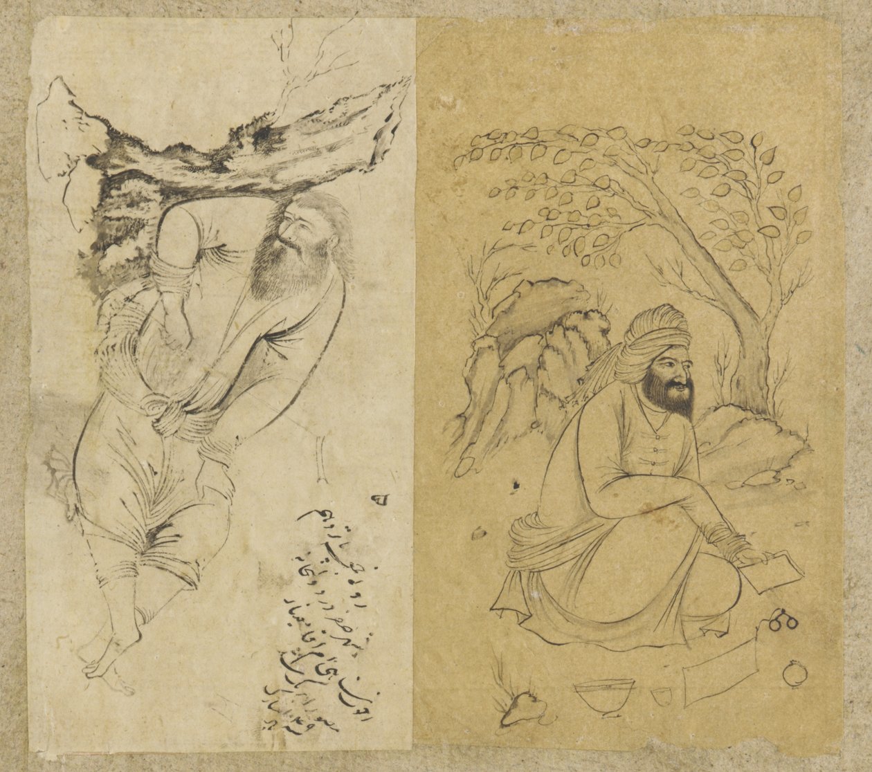 आराम करने वाला, इस्फ़हान, सफ़वीद वंश, 1639 (कागज पर स्याही) द्वारा फारसी स्कूल