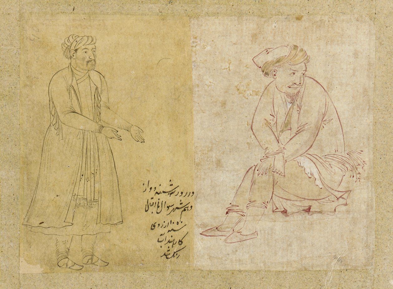 बैठा आंकड़ा, इस्फ़हान, सफ़वीद वंश, 1610s (कागज पर स्याही) द्वारा फारसी स्कूल