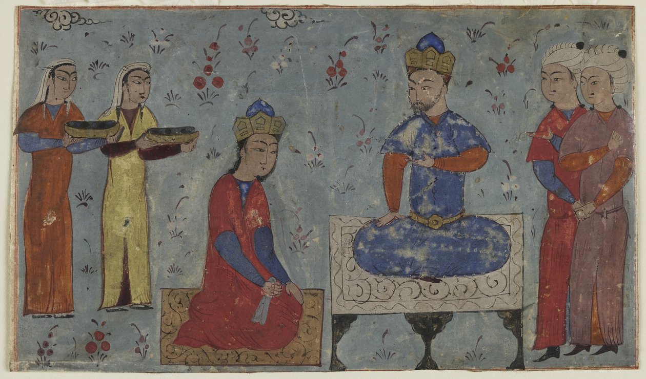 सैम (अपारदर्शी जल रंग, स्याही और कागज पर सोना) से पहले सिंधुखेट द्वारा फारसी स्कूल