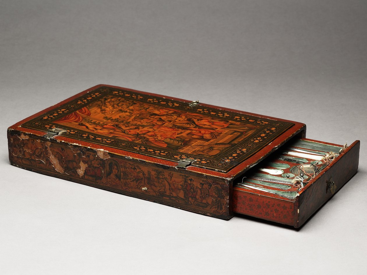 पवित्र परिवार को दर्शाने वाला टूल किट, c.1830 (मिश्रित मीडिया) द्वारा फारसी स्कूल