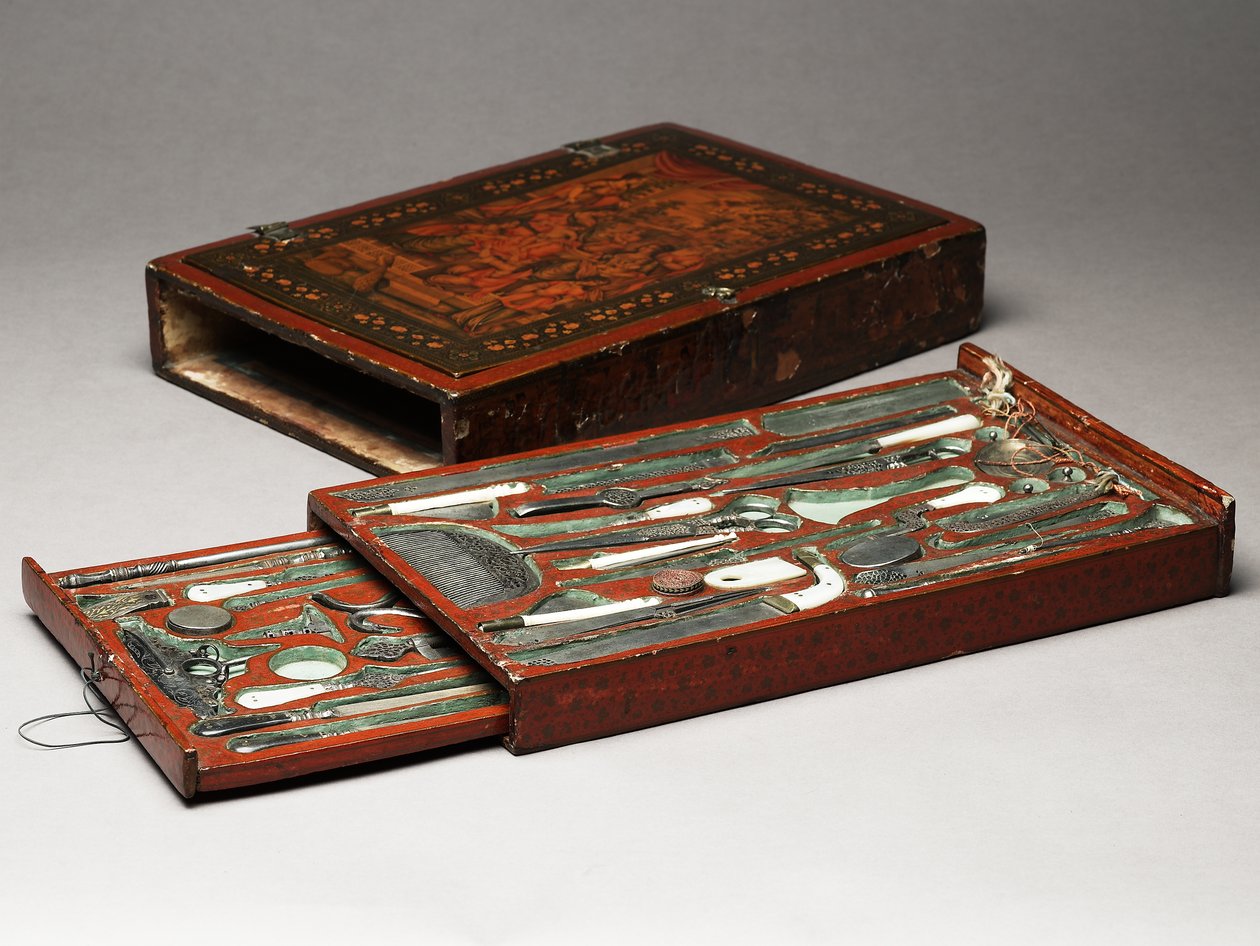 पवित्र परिवार को दर्शाने वाला टूल किट, c.1830 (मिश्रित मीडिया) द्वारा फारसी स्कूल