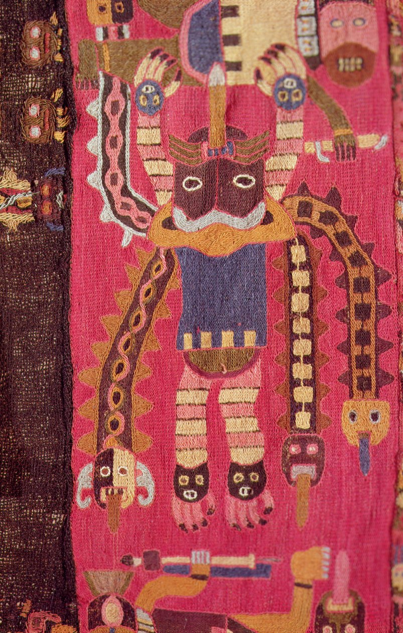 एक भगवान की ऊनी आकृति, पराकास संस्कृति (कपड़ा) द्वारा पेरुवियन स्कूल