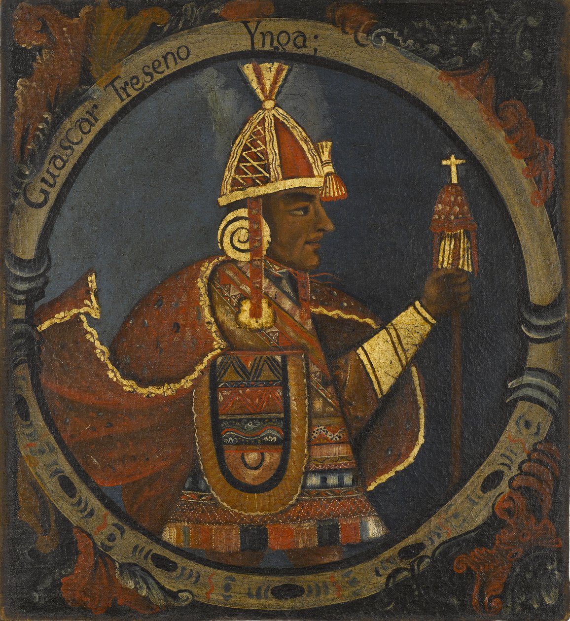 Tupac Cusi Hualpa (Huascar) 13 वीं इंका राजा, 18 वीं शताब्दी के मध्य में द्वारा पेरुवियन स्कूल