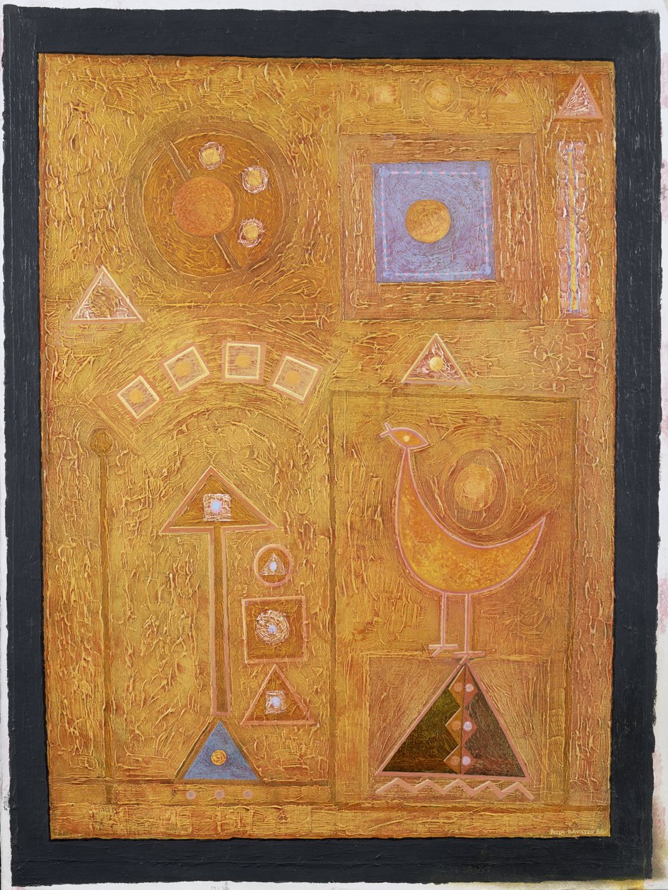 बर्ड कॉल टू द सन, 1986 (कागज पर एक्रिलिक) द्वारा पीटर डेविडसन