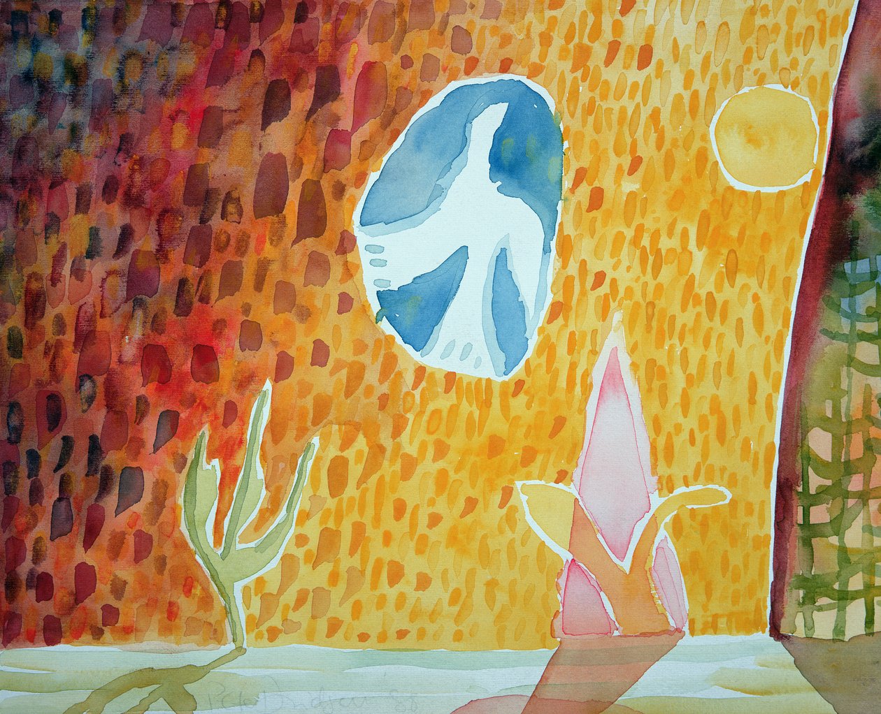 सनबर्स्ट, 1989 (wc कागज पर) द्वारा पीटर डेविडसन
