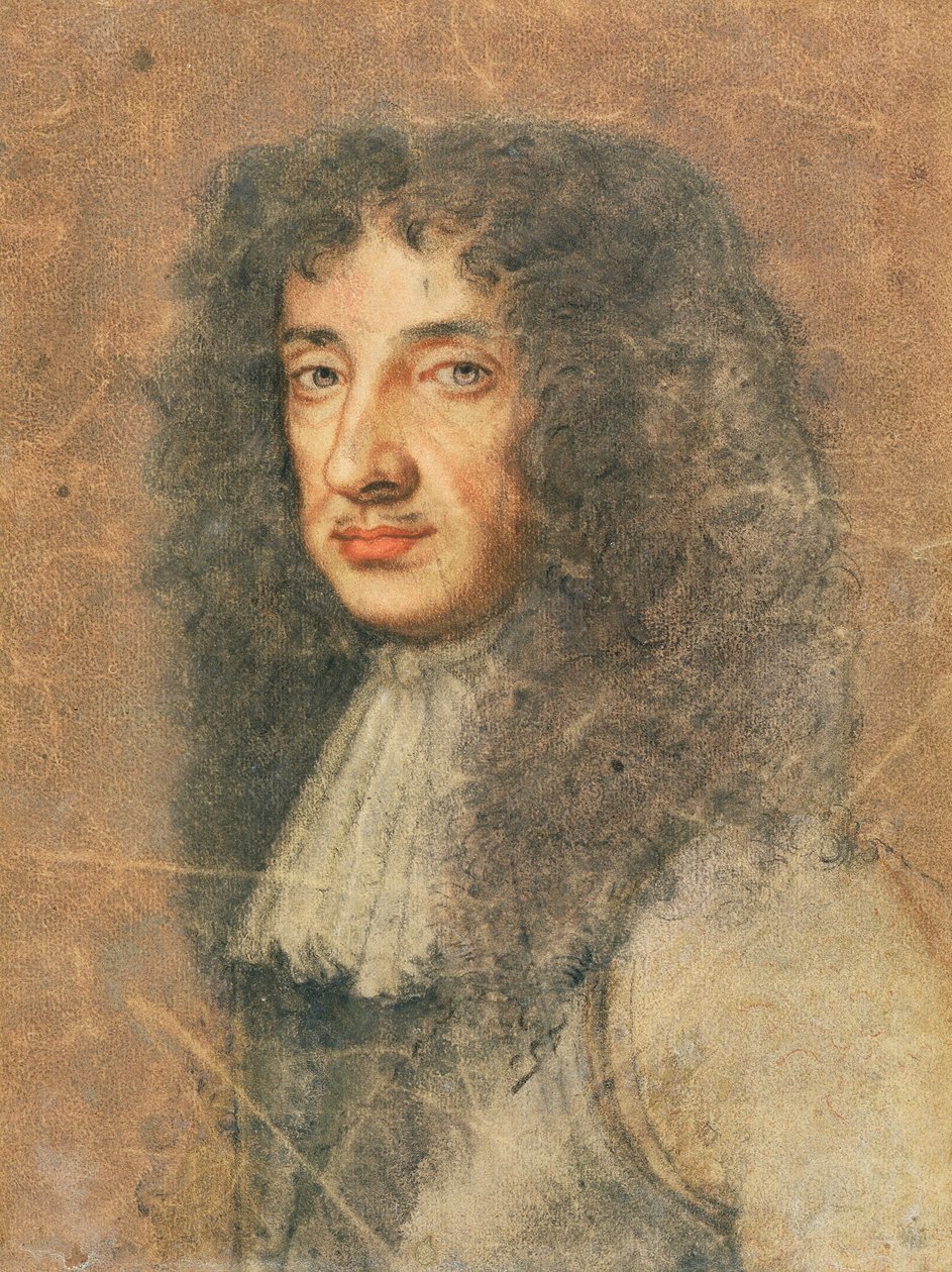 चार्ल्स II, c.1675 (कागज पर रंगीन चाक) द्वारा पीटर लिली