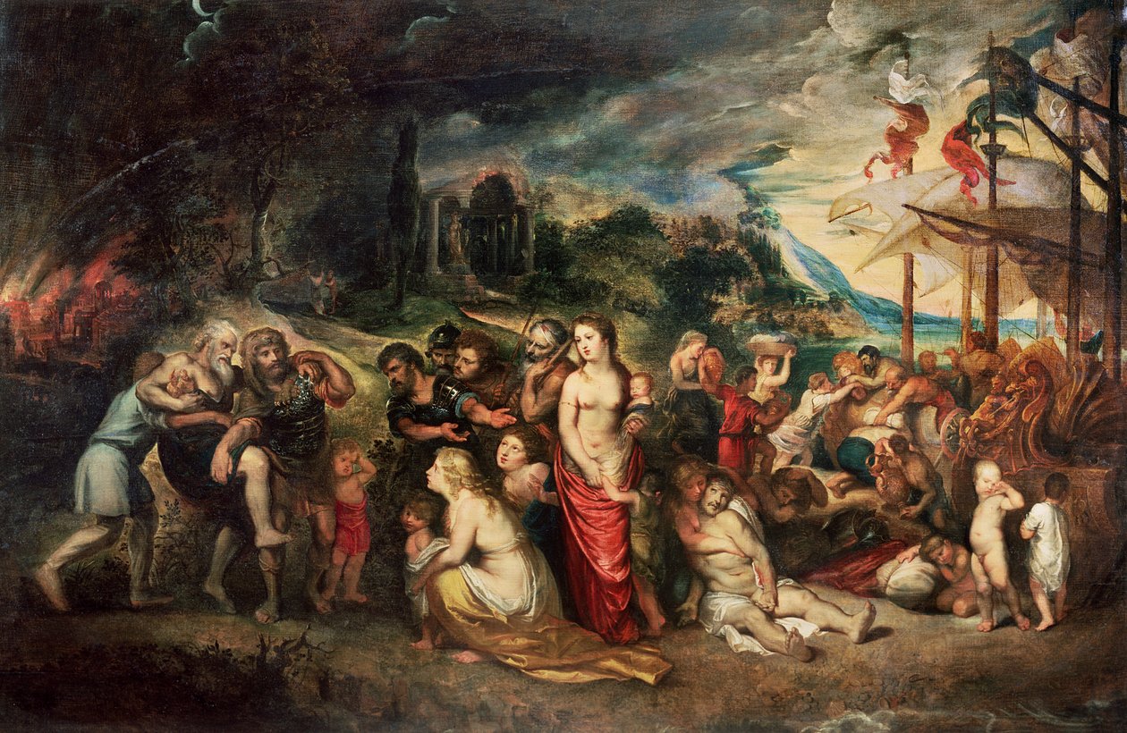 Aeneas को निर्वासन में नेतृत्व करने के लिए तैयार करता है, c.1602 द्वारा पीटर पॉल रूबेन्स