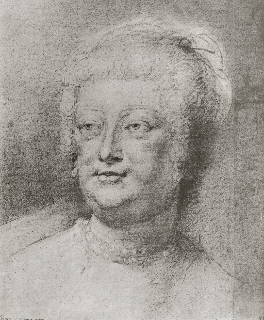 मैरी डे मेडिसी का पोर्ट्रेट (1573-1642), 1622 (सफेद हाइलाइट के साथ पियर नोयर और रेड चॉक) द्वारा पीटर पॉल रूबेन्स