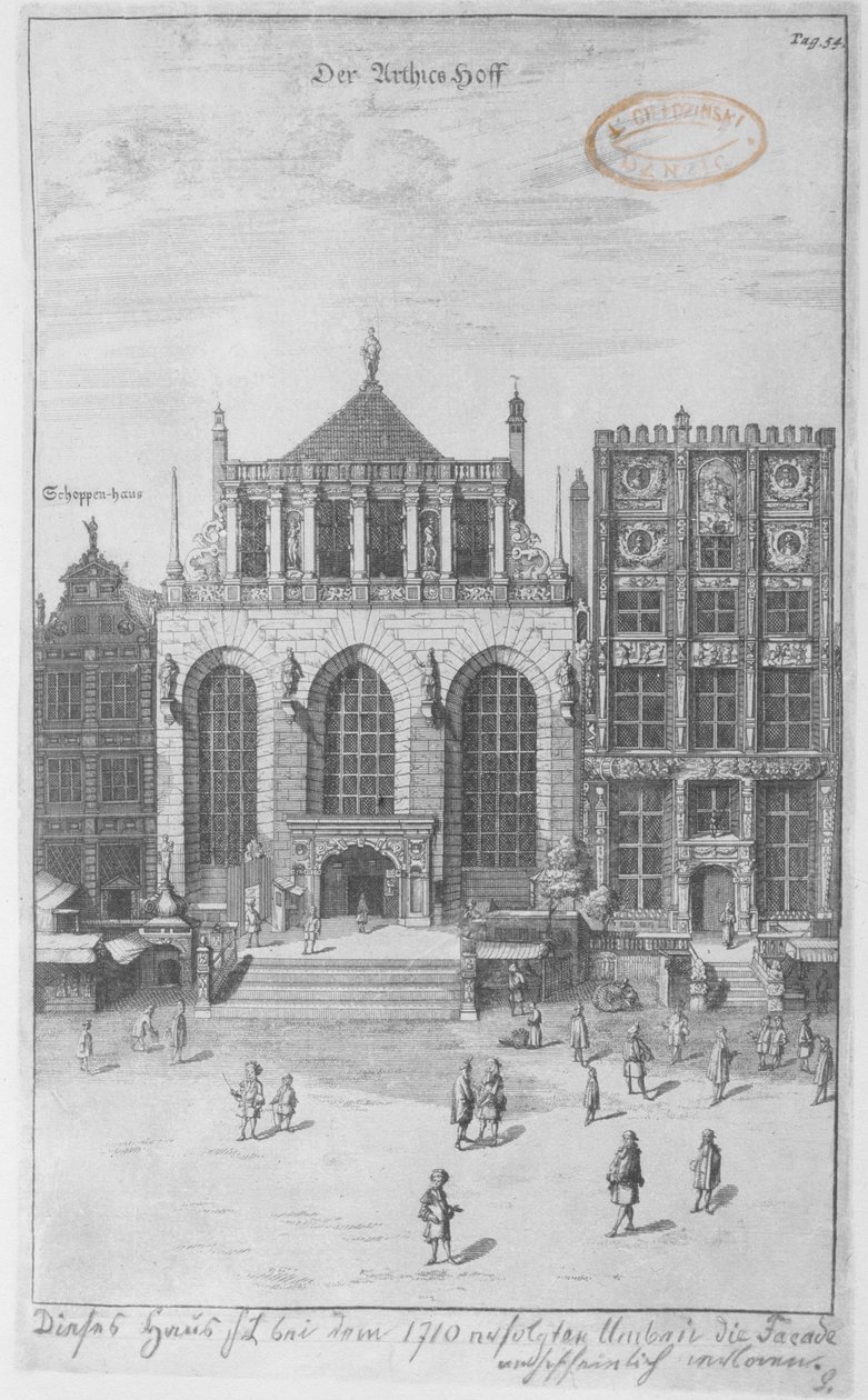 आर्टस कोर्ट, 1687 (ब्लॉटिंग पेपर पर नक़्क़ाशी) द्वारा पीटर विलर
