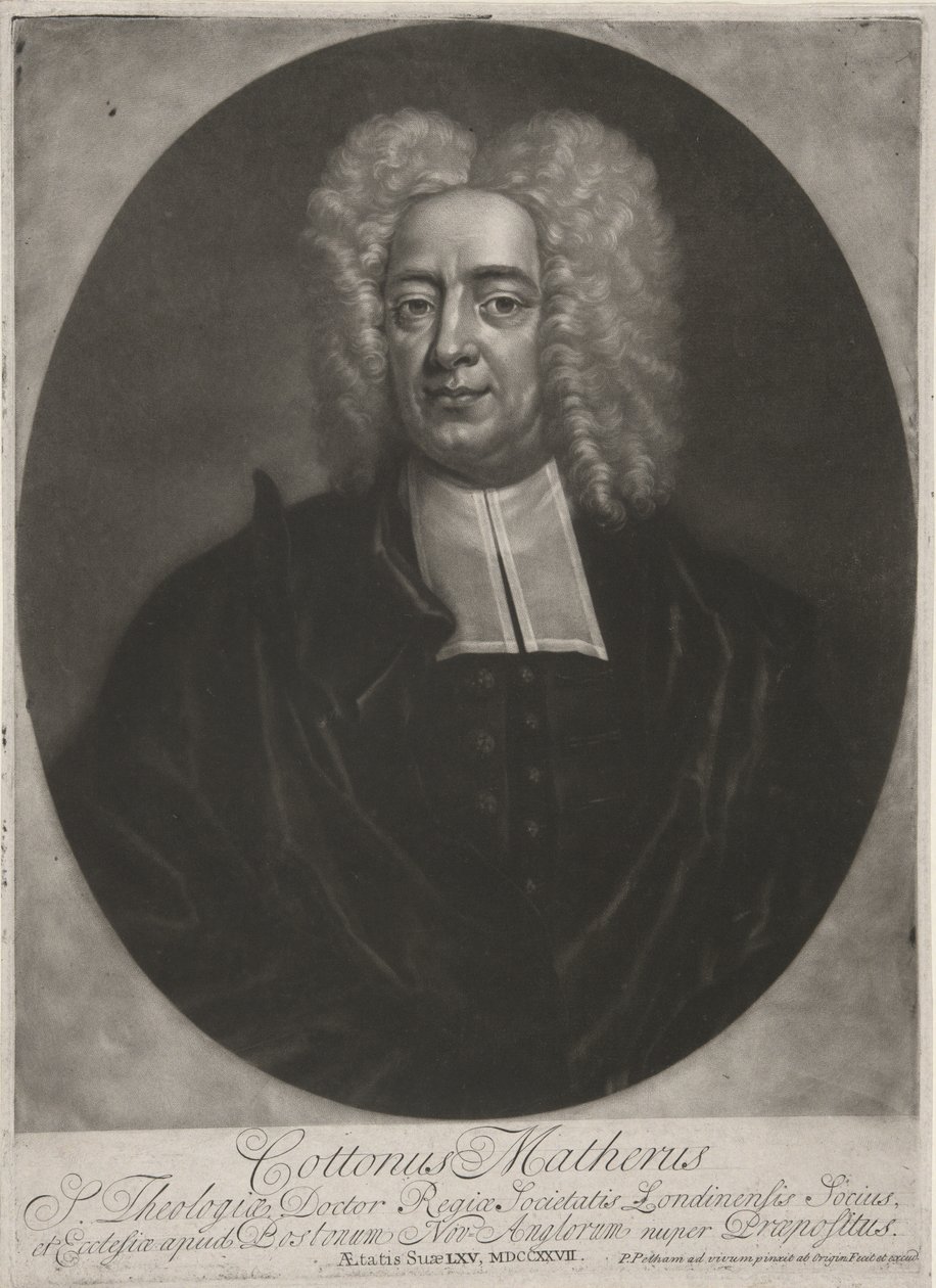 कॉटन माथेर, पब। 1728 (उत्कीर्णन) द्वारा पीटर (बाद में) पेलहम