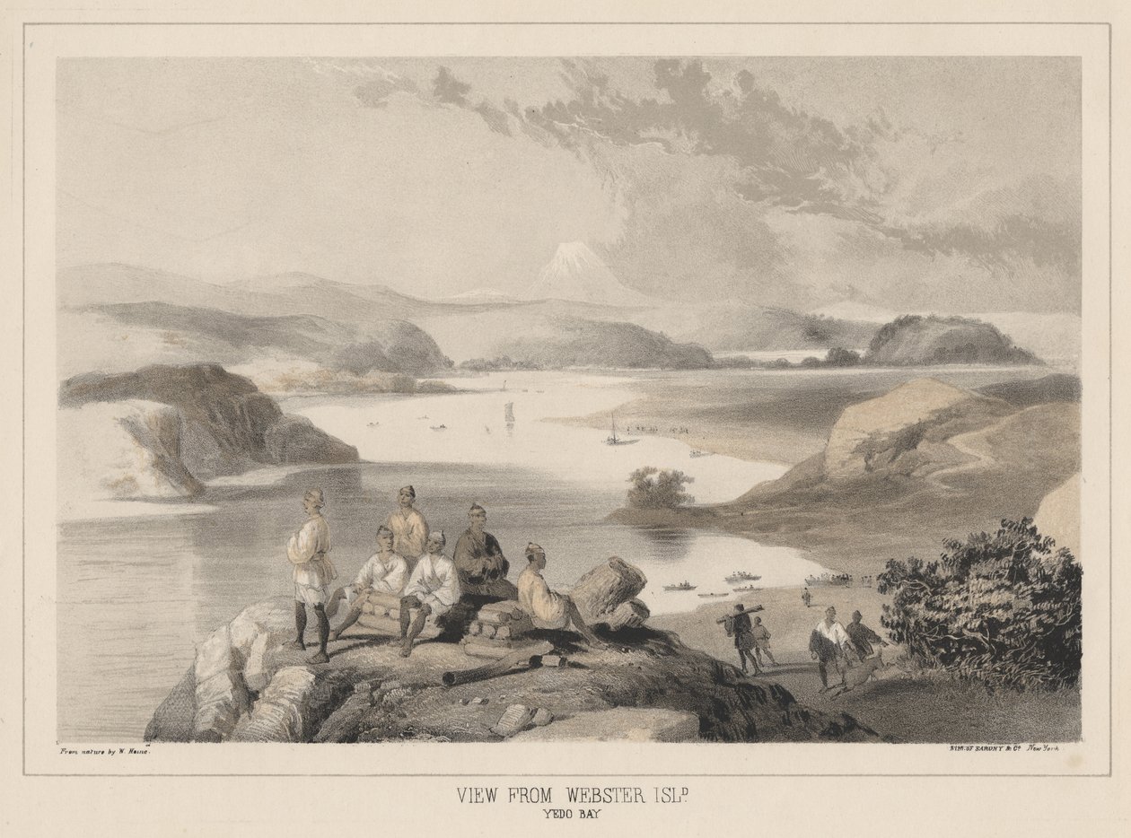 वेबस्टर द्वीप, येदो बे, लिथो से सारोनी und कंपनी, 1855 (क्रोमोलिथो) से देखें द्वारा पीटर बर्नहार्ड विल्हेम हेन