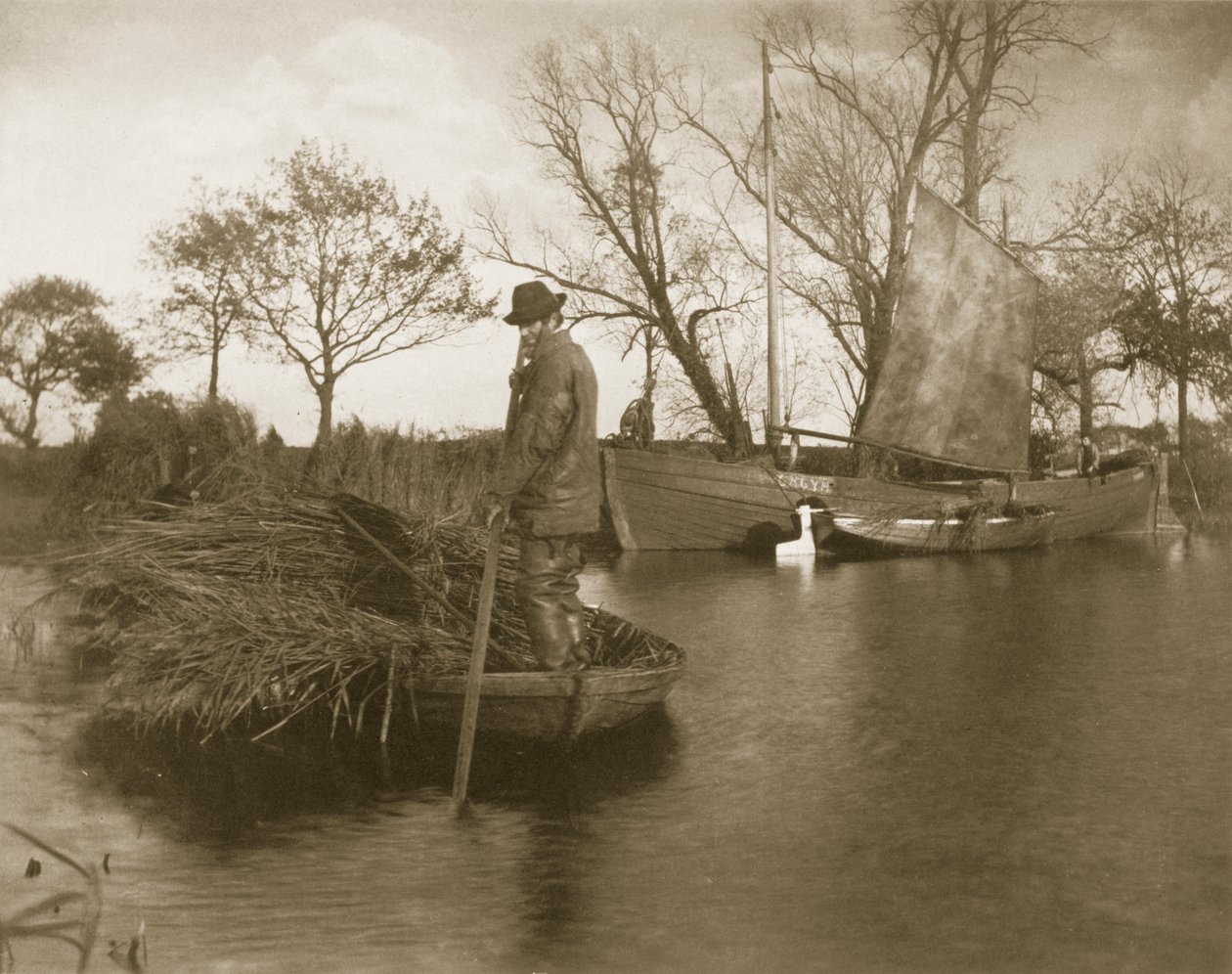 नॉरफॉक ब्रोड्स पर ग्लेडॉन कटर रिटर्न, लाइफ एंड लैंडस्केप, c.1886 द्वारा पीटर इमर्सन और थॉमस गुडॉल